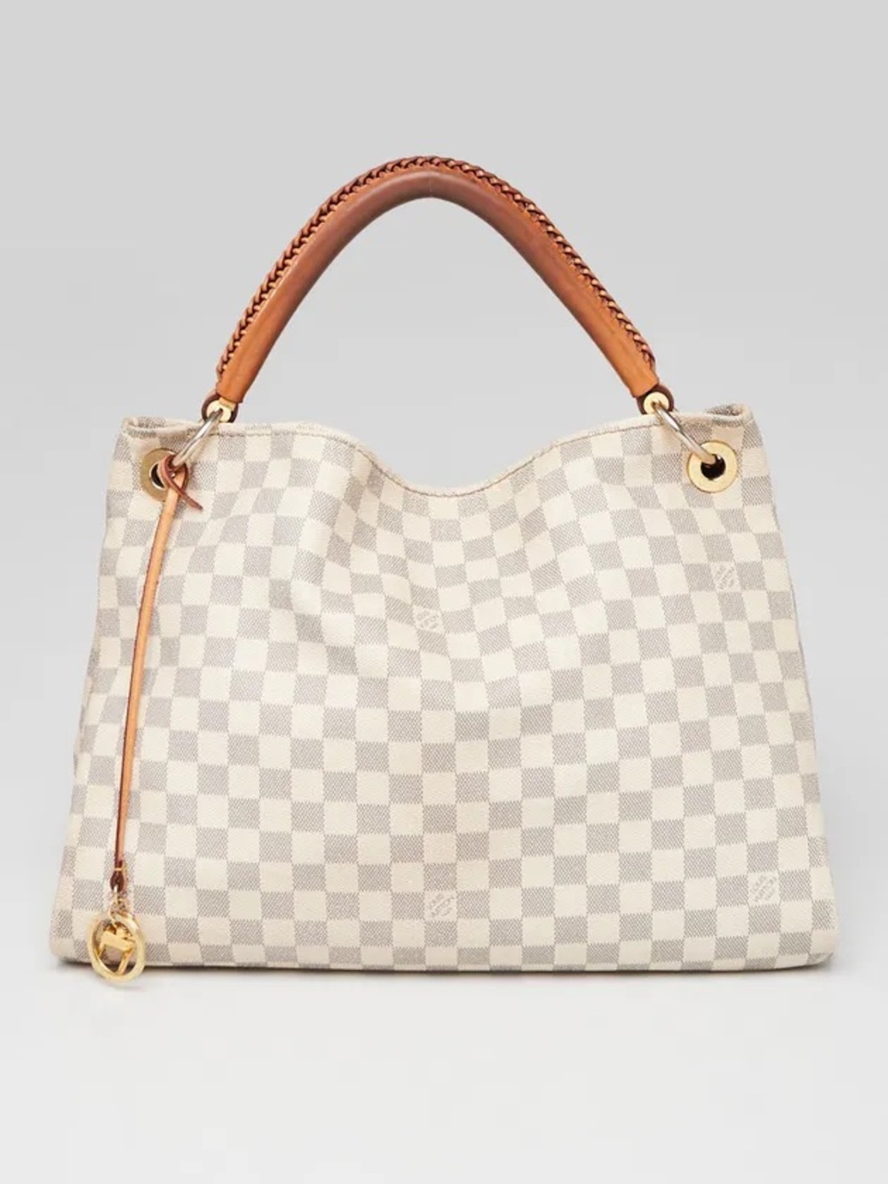 Louis Vuitton Damier Azur Checker Shoulder Tote with Tan Handle